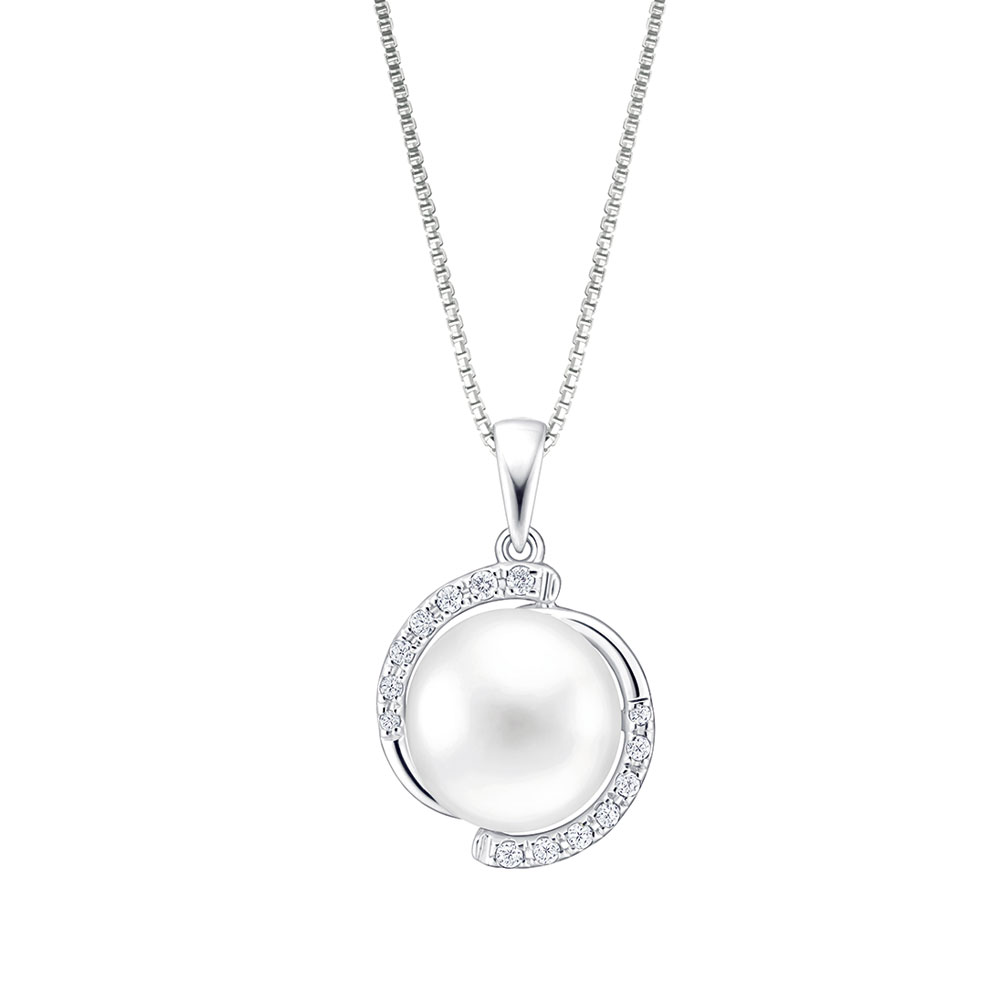 White Gold with Pearl & Diamond Pendant - Poh Kong