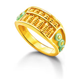 Auspicious Golden Abacus with Jade Ring