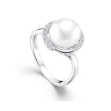 White Gold with Pearl & Diamond Ring