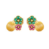 916/22K Yellow Gold Bombay Enamel Flower Ear Studs