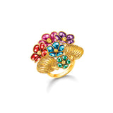 916/22K Yellow Gold Bombay Enamel Flower Ring