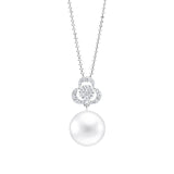 White Gold With Pearl & Diamond Pendant