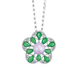 White Gold With Jade & Diamond Pendant