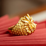 916/22k Auspicious Dragon Prosperity Ring