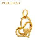 POH KONG 916/22K Yellow Gold Tranz Love Collection Heart Pendant