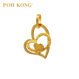 POH KONG 916/22K Yellow Gold Tranz Love Collection Heart Pendant