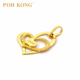 POH KONG 916/22K Yellow Gold Tranz Love Collection Heart Pendant