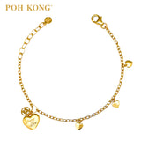 POH KONG 916/22K Yellow Gold Happy Love Heart Bracelet