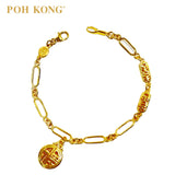 POH KONG 916/22K Yellow Gold Happy Love Endless Happiness with FU Pendant Bracelet