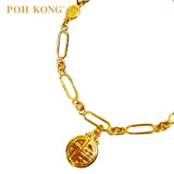 POH KONG 916/22K Yellow Gold Happy Love Endless Happiness with FU Pendant Bracelet