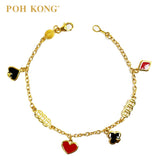 POH KONG 916/22K Gold Auspicious Four Suits Of Poker Cards Bracelet