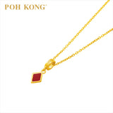 POH KONG 916/22K Auspicious Gold Red Diamond Charm Pendant