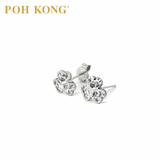 POH KONG 375/9K White Gold Three Heart Stud Earring