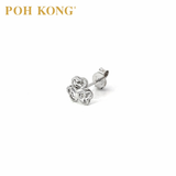 POH KONG 375/9K White Gold Three Heart Stud Earring