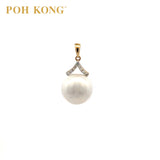 POH KONG 585/14K Yellow Gold Round Pearl With Diamond Pendant