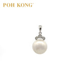 POH KONG 585/14K White Gold Pearl With Diamond Crown Pendant