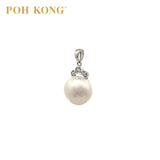 POH KONG 585/14K White Gold Pearl With Diamond Crown Pendant