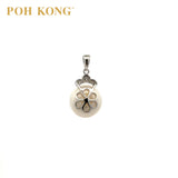 POH KONG 585/14K White Gold Pearl With Diamond Crown Pendant