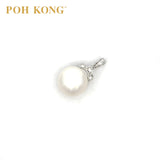 POH KONG 585/14K White Gold Pearl With Diamond Crown Pendant