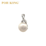 POH KONG 585/14K White Gold Pearl With Diamond Exquisite Pendant