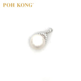 POH KONG 585/14K White Gold Pearl With Diamond Exquisite Pendant