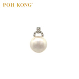 POH KONG 585/14K White Gold Pearl With Diamond Classic Pendant