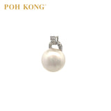 POH KONG 585/14K White Gold Pearl With Diamond Classic Pendant