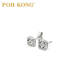 POH KONG 375/9K White Gold Square Flat Earring