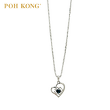 POH KONG 375/9K White Gold Chain with Heart Shape Sapphire Pendant