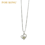 POH KONG 375/9K White Gold Chain with Heart Shape Sapphire Pendant