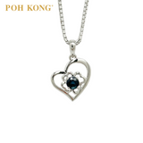 POH KONG 375/9K White Gold Chain with Heart Shape Sapphire Pendant