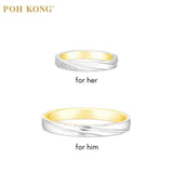 Cincin Pasangan Embrasser Koleksi Cinta POH KONG 999/24K Platinum &amp; Emas Kuning