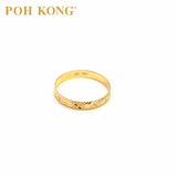 Mesin POH KONG 916/22K Emas Kuning Diukir Cincin Rekaan Berbilang Lapis