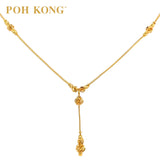 POH KONG 916/22K Yellows Gold Dangle Drop Beads Necklace