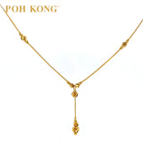 POH KONG 916/22K Yellows Gold Dangle Drop Beads Necklace