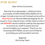 POH KONG 999.9/24K Pure Yellow Gold Happiness Gold Bar 5G