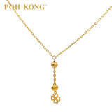 POH KONG 916/22K Yellow Gold Lucky Clover Charm Necklace