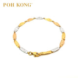 POH KONG 916/22K Emas Kuning Indah Gelang Tiga Nada