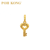 POH KONG 916/22K Yellow Gold Key Heart Pendant