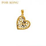 POH KONG 916/22K Yellow Gold Exquisite Heart Shape Pendant With Flower