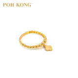 POH KONG 916/22K Yellow Gold Bead Ball Four Leaf Ring