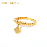 POH KONG 916/22K Yellow Gold Bead Ball Four Leaf Ring