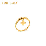 POH KONG 916/22K Yellow Gold Bead Ball Four Leaf Ring