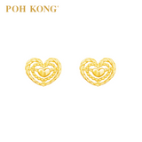 POH KONG 916/22K Yellow Gold Happy Love Heart Shape Gold Earring （2022）