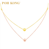 POH KONG 916/22K Yellow Gold Italian Design Double Layer With Beads Necklace