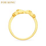 POH KONG 916/22K Yellow Gold Affectionate Swans Design Ring 深情天鹅