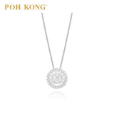 POH KONG 750/18K Emas Putih D'First Round Shape Berlian Kalung