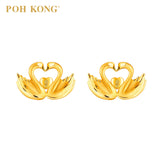 POH KONG Happy Love 916/22K Emas Kuning Subang Sayang Angsa 深情天鹅耳环