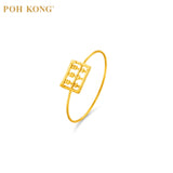 POH KONG 916/22K Yellow Gold Abacus Minimalist Mini Ring