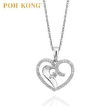 POH KONG 18K White Gold Elegance Love Shape Diamond Pendant